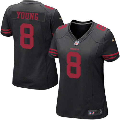 Women's Limited Steve Young Nike Jersey Black Alternate - #8 NFL San Francisco 49ers